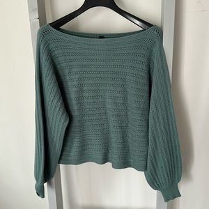 Wide neck knit sweater